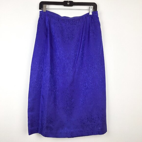 Silk Top & Skirt Suit Set, Size 14. Purple Embroidered Lined Adrianna Papell - Picture 7 of 16